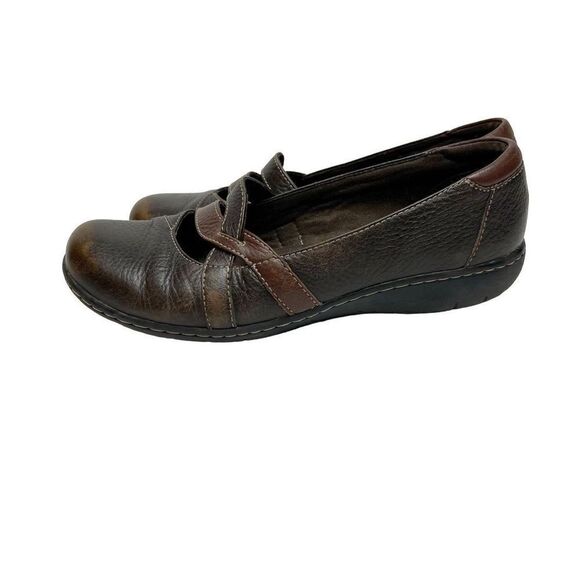 Clarks bendables sixty cruise brown leather criss cross flats size 8 - Picture 2 of 13